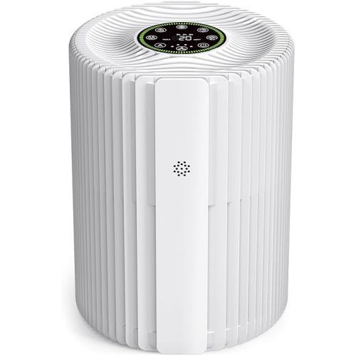 VOOPNU DH-JHD07 Air Purifier, 1095 Sq.Ft with High Efficiency Filter, White | 3-Stage Filtration, 24dB Sleep Mode, Air Quality Display, Capture Pet Hair Dander Dust, For Home Bedroom Office