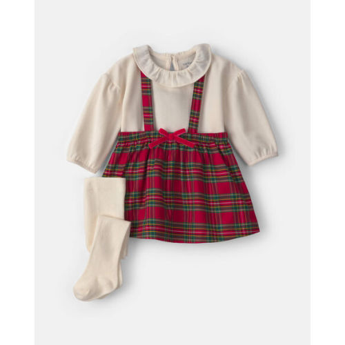 Baby Girl 3-Piece Plaid Christmas Long-Sleeve Dress Set - Red/Cream | Carter's