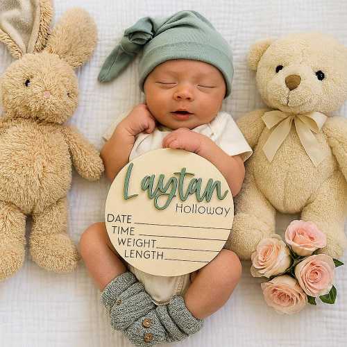 Personalized Baby Announcement Sign With Birth Stats, Matching Name Plate, Wood Sign for Name Reveal, Personalized Baby Name Sign