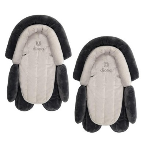 Diono Cuddle Soft 2-Pack 2-in-1 Baby Head Neck Body Support Pillow for Car Seats and Strollers, Gray/Artic