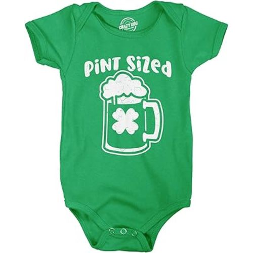 Crazy Dog T-Shirts Pint Sized Baby Bodysuit Funny St Patricks Day Jumper For Infants