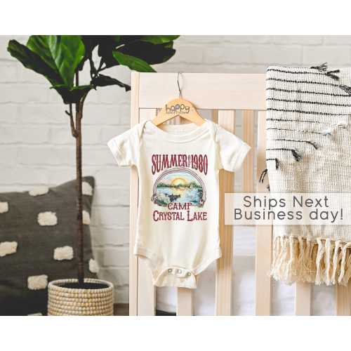 Summer Of 1980 Camp Crystal Baby Bodysuit, Slasher Movie Baby Onesie®