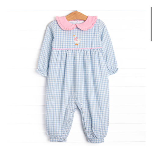 Gosling Garden Applique Girl Romper, Blue – Stitchy Fish