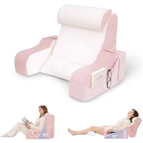 Foldable Reading Pillow for Sitting in Bed Adult, Pink, 19 in(5'3"-5'10")