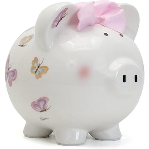 Child to Cherish Ceramic Piggy Bank for Girls, Petite Papillon Butterfly