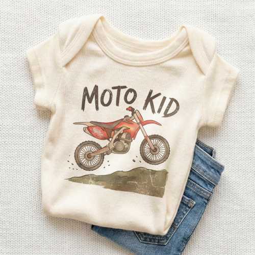 Moto Kid Baby Onesie - Cute Dirt Bike Bodysuit for Motocross Baby