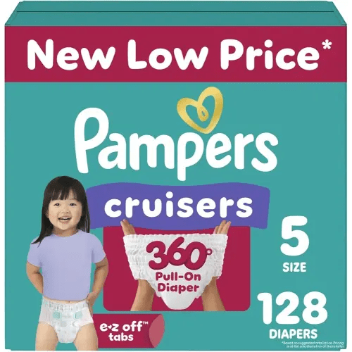 Pampers Diapers - Cruisers 360 - Size 5, 128 Count, Babyproof up to 100% Leakproof Pull-On Diaper