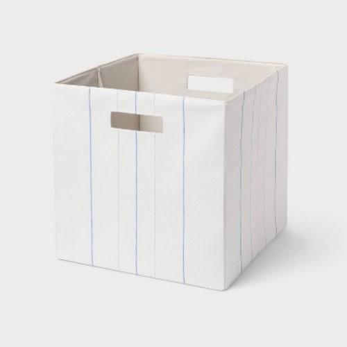 13''x13'' Fabric Decorative Storage Bin Ivory Blue Stripe - Brightroom™: 13 Inch Storage Cube, Decorative Storage