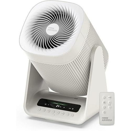 COWAY Air Purifier for Home Bedroom, 2-in-1 with Fan, True HEPA Filter for Smoke, Allergies, Pet Dander, Odor, Air Quality Monitor, Auto Mode, Remote Control, Timer, 3-Year Warranty, Aim, Marshmallow