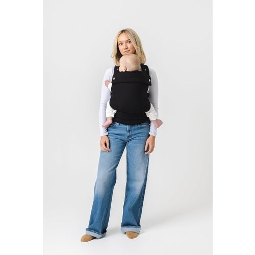 Mabē Monarch Ergonomic Baby Carrier – Premium Cotton Soft Structured Newborn to Toddler Carrier with Hip-Healthy Design, 3 Carry Positions (7-35lbs), Lightweight & Breathable, (Ebony)