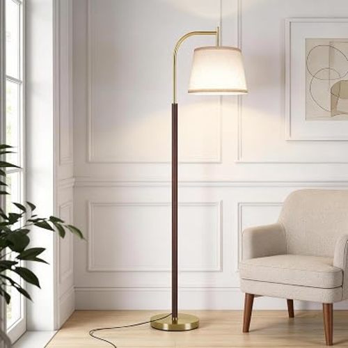 SUNMORY Wood Floor Lamp for Living Room, Mid Century Modern Arc Floor Lamps