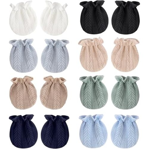 BQUBO Newborn Infant Toddler Mittens No Scratch Cotton Elastic Wrist Gloves Hypoallergenic for 0-6 Months Baby Boys Girls