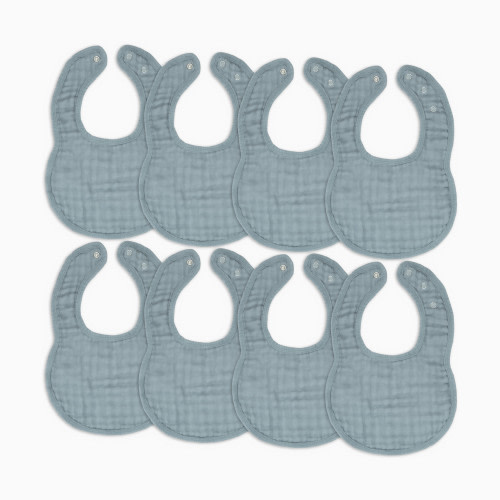 Comfy Cubs Muslin Bibs with Adjustable Snaps (8 Pack) - Pacific Blue, 8