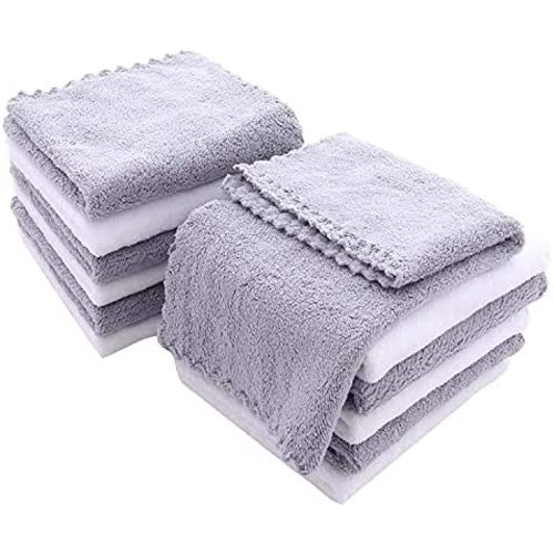 30 Pack Baby Washcloths - Extra Absorbent and Soft Wash Clothes for Newborns, Infants and Toddlers - Suitable for Baby Skin and New Born - Microfiber Coral Fleece 12x12 Inches