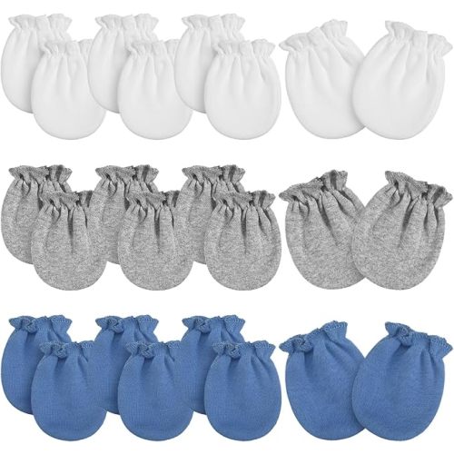 Vabean 12 Pairs Preemie Baby Mittens No Scratch Cotton Premature Baby Gloves for Nicu Preemie Girls Boys Gifts
