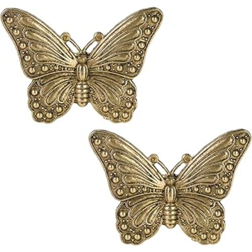 SOFFEE DESIGN 2PCS Butterfly Cabinet Knobs Gold, Insect Themed Drawer Pulls, Whimsical Vanity Hardware for Girls Room