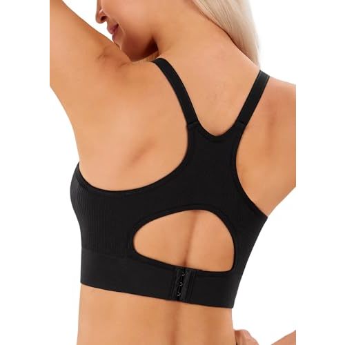 Angelhood Nursing Bras for Breastfeeding, Ribbed Nursing Sports Bra Yoga Maternity Bras Pregnancy Sleep Bralette