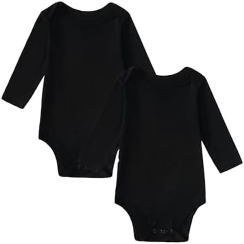DEFAHN 2PCS Visocse from Bamboo Baby Rompers Unisex Onsies Solid Short Sleeve Baby Bodysuit 0-24 Months