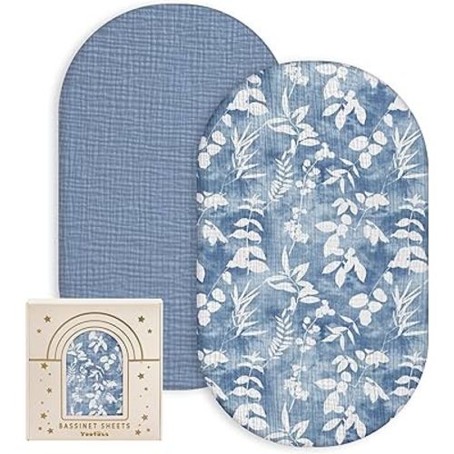 Yoofoss Muslin Baby Bassinet Sheets Boys Girls, Organic Fitted Bassinet Mattress Sheets Compatible with Halo Bassinest Swivel Sleeper,Baby Delight, Angelbliss, Soft, Breathable, Durable