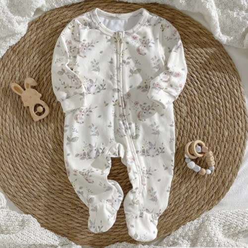Loomiva Newborn Baby Boy/Girl Floral Print Soft Knit Crew Neck Long Sleeve Jumpsuit Fall Winter | SHEIN USA