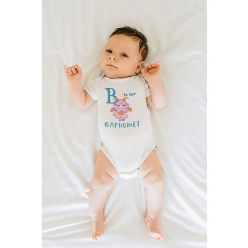 B is for Baphomet, Baby Baphomet Bodysuit, Pastel Goth, Cute Baphomet, Satanic Baby Stuff, Alternative Baby, Heavy Metal Baby, Satanic Goat