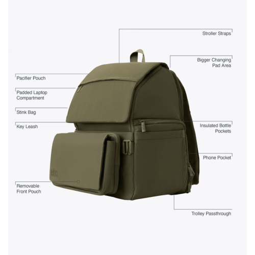 BÉIS 'The Ultimate Diaper Backpack' in Olive