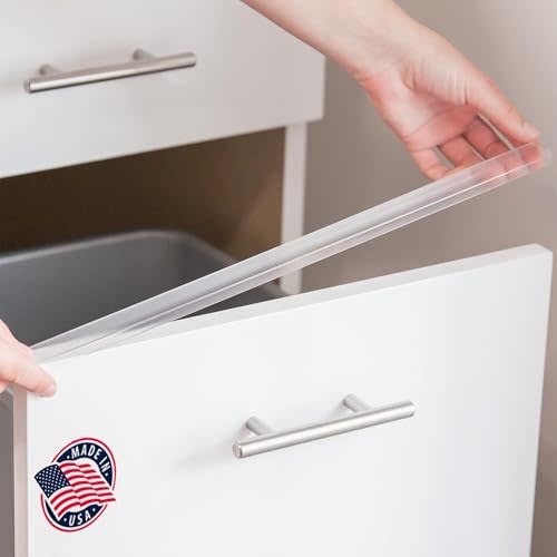 Cabinet Hero Slimline Cabinet Edge Protector - Prevents Chipping, Wear, Discoloration - Drawer Edge Guard, Bumper for Drawer - Easy Slip-On Installation - 3/4" Thick, 18" Length, Clear, Pack of 4