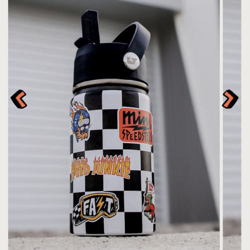 Checkered Sticker Slap Water Bottle