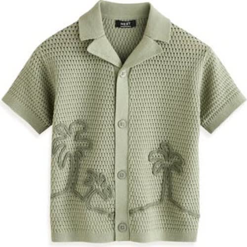 Kids' Palm Tree Embroidered Open Stitch Cotton Polo Sweater, 3-4Y