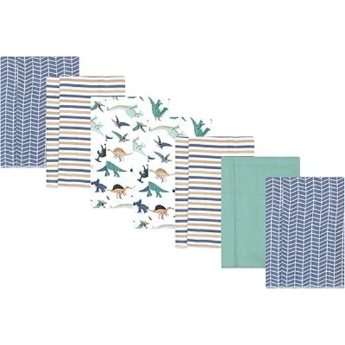 Luvable Friends Hudson Baby Flannel Burp Cloths 7pk, Dino Pals