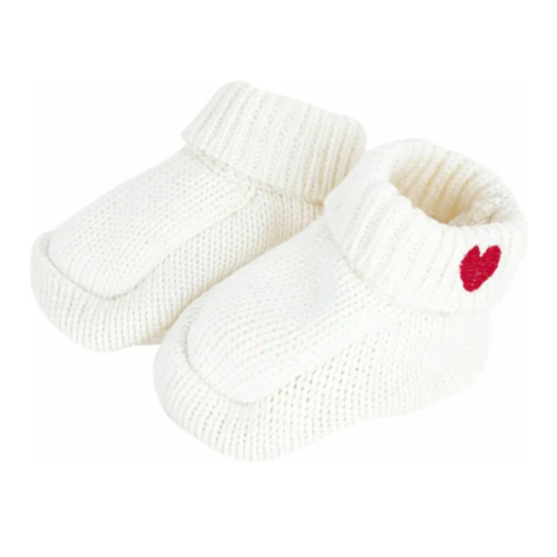 Organic Cotton Heart Knit Slippers | White