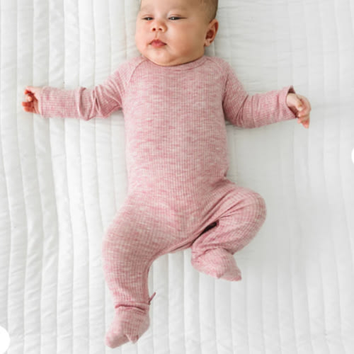 Heather Mauve Ribbed Crescent Zippy - Little Sleepies