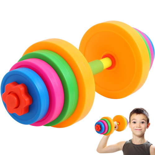 Adjustable Heavy Dumbbells Kids Interactive Playset Plastic Fitness Exercise Equipment for Kindergarten Boys
