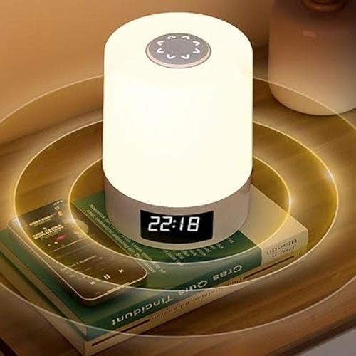 Baby Night Light with Clock, 3 Color 2000mAh Dimmable Rechargeable LED Touch Lamp, Eye-Caring Cordless Bedside Light, Portable Kids Night Light for Bedroom (1, 3.14″ x 4.29″)