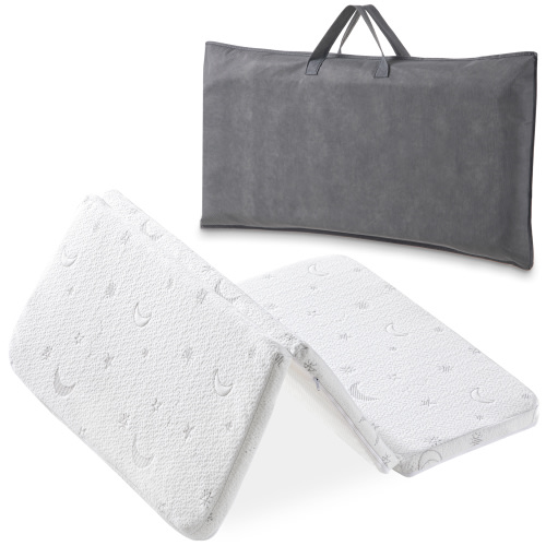 HBlife Tri-Fold Pack and Play Mattress, Playard Mattress for Pack and Play, Portable Travel Crib Mattress with Carry Bag and Washable Jacquard Cover