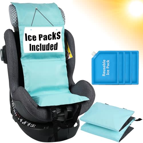 Babeezy Baby Car Seat Cooling Pad with 4 Ice Packs 20% Longer Coverage Baby Carseat Cooler Cooling for Car Seat Belts Summer Essential