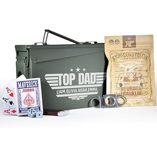 Personalized Ammo Box For Men - Custom Ammo Can Gift Set - Authentic Grade 1 Military Ammo Box Gift For Dad - Birthday Gift For Dad And Husband - Father’s Day Gift For Him - 30 Caliber