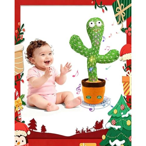 Interactive Baby Toys Dancing Talking Cactus Toy,Funny Gift for Infant 6-18 Months, Singing Musical Record Repeat What You Say Light Up Toy for Toddler 1 2 3 Year Old Boy Girl (Volume Adjustment)