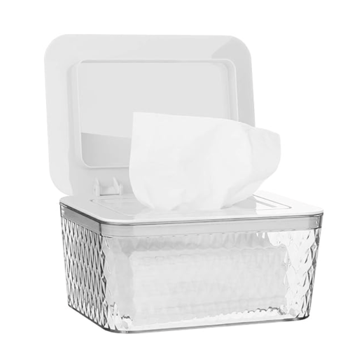 Wipes Dispenser, One-Handed Operation Wipe Holder for Baby & Adult, Seal-Designed Wipes Container for Bathroom Keep Diaper Wipes Fresh (White)