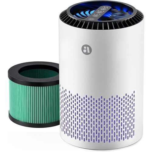 AROEVE Air Purifiers for Bedroom Home, Air Purifier For Smoke Pollen Dander Hair Smell Air Cleaner with Sleep Mode Speed Control For Bedroom Office, MK01- Black(Available for California)