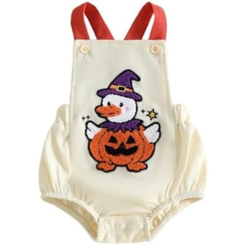 My First Halloween Baby Girl Outfit Pumpkin Print Sleeveless Suspender Romper Newborn Baby Girl Halloween Outfit