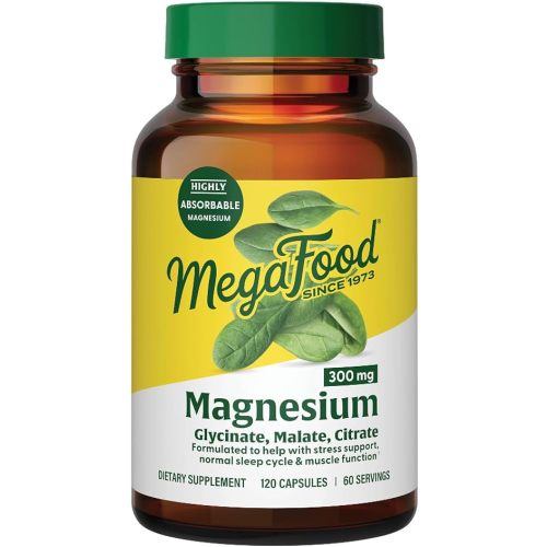 Megafood Magnesium 300 Mg - Highly Absorbable Blend of Magnesium Glycinate, Citrate & Malate to Help Support Heart, Nerve Health & Relaxation - 120 Capsules (60 Servings)