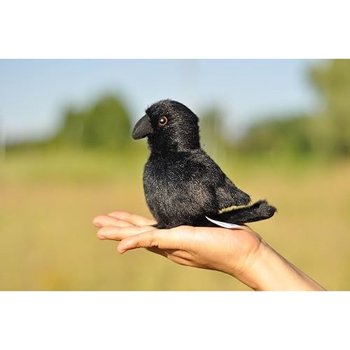 TAMMYFLYFLY Lifelike Crow Bird Plush Stuffed Animal Toy Yellow Bird Cute Animal Model 16cm
