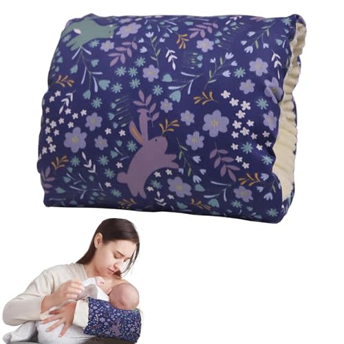 POVENK Baby Feeding Arm Pillow,Soft Cotton Cradle ArmPillow for Newborn, Baby Nursing Pillow Head Support Pillow for Breastfeeding（Blue）