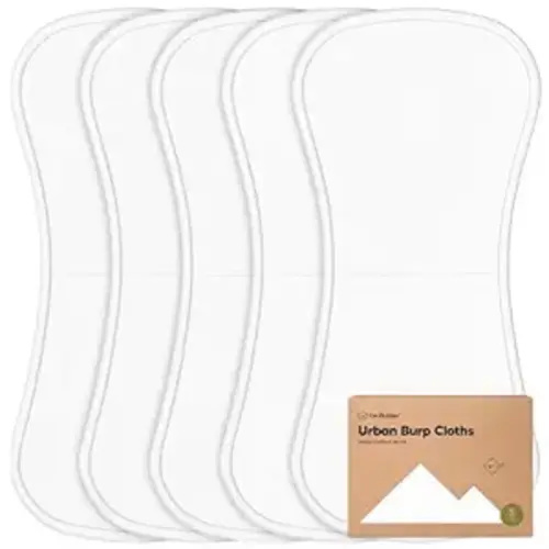 Organic Burp Cloths Baby Boy & Girl, 5-pack Cotton Burp Rags (Soft White) | Super Absorbent Cotton Burping Cloths for Babies, Soft, Plush, Newborn, Infant Towels, Milk Spit Up Rags, Large 21x10
