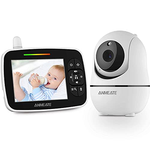ANMEATE Large Display Video Baby Monitor with Camera and Audio | Remote Pan-Tilt-Zoom Camera |Infrared Night Vision |Two Way Talk | Room Temperature| Lullabies and 960ft Range