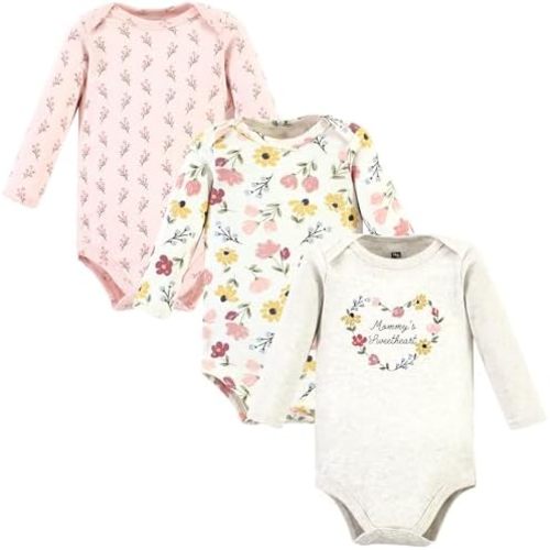 Hudson Baby baby-girls Cotton Long-sleeve Bodysuits 3-pack