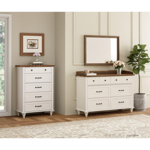 Charlton Home® 2 Piece Bedroom Set, One 5 Drawer Dresser & One 6 Drawer Dresser & Reviews | Wayfair