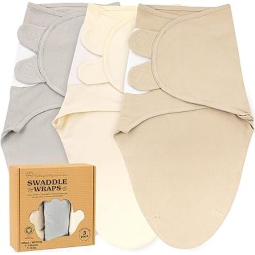 Bublo Baby Swaddles 3-Pack 0-3 Months Organic Cotton Solid Grey