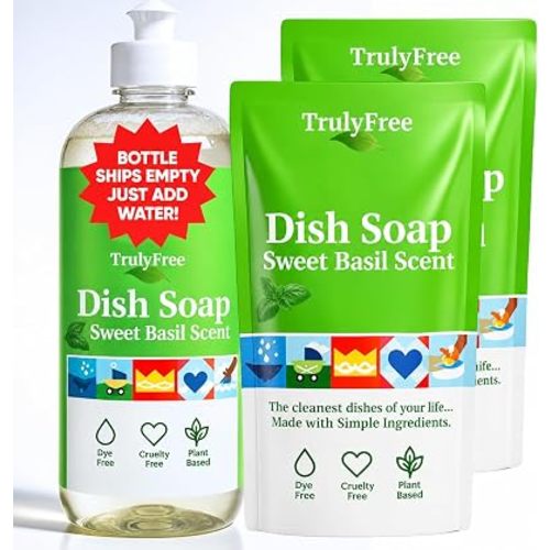 Truly Free Natural, Plant-Based Dish Soap Kit - Sweet Basil - 16 fl oz